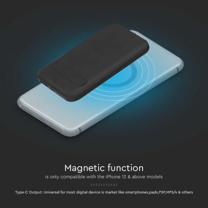 Magnetische Powerbank mit kabelloser Aufladung Power Delivery 10 000mAh/20W/3,7V schwarz