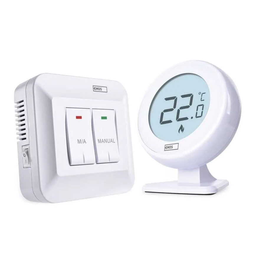 Manueller kabelloser Raumthermostat 230V/16A 2xAA Weiß