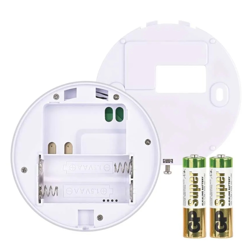 Manueller Raumthermostat 230 V/6 A, 2× AA‑Batterien, weiß