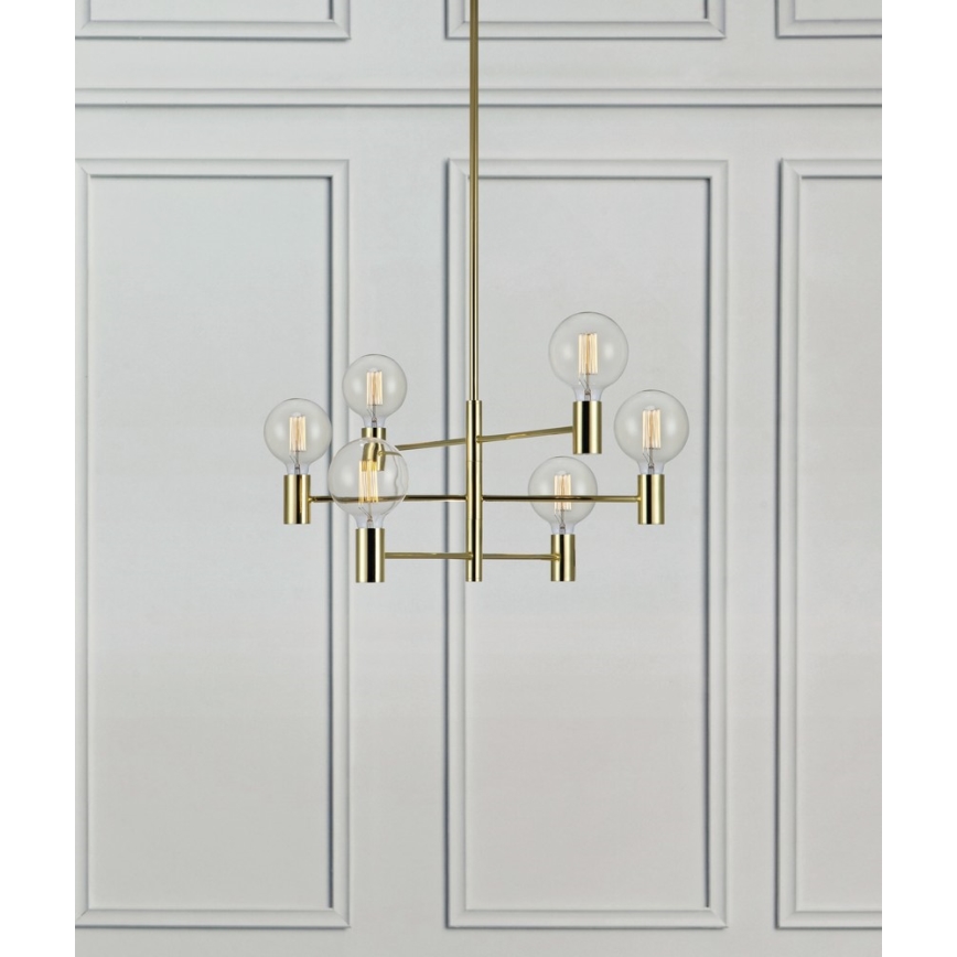 MarStücklöjd 106418 - Stange-Kronleuchter  CAPITAL 6xE27/60W/230V messing