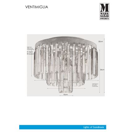 Markslöjd 106563 - Kristall-Deckenleuchte VENTIMIGLIA 4xE14/40W/230V