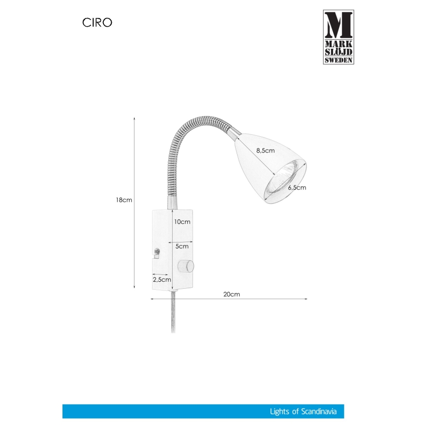 Markslöjd 106588 - Dimmbare Wandleuchte CIRO 1xGU10/7W/230V