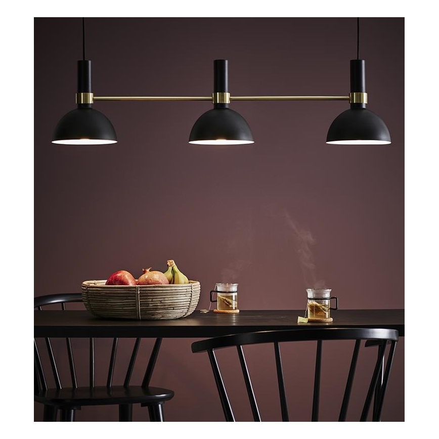 Markslöjd 106971 - Hängeleuchte LARRY 3xE27/60W/230V schwarz/gold