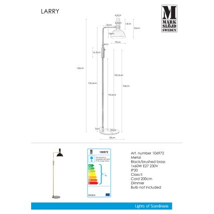 Markslöjd 106972 - Dimmbare Stehlampe LARRY 1xE27/60W/230V schwarz/gold