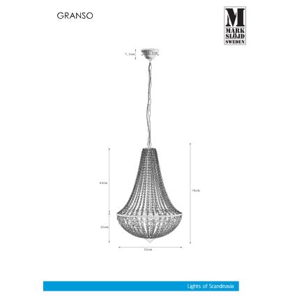 Markslöjd 107028 -Kristall-Hängeleuchte GRÄNSÖ 3xE14/40W/230V