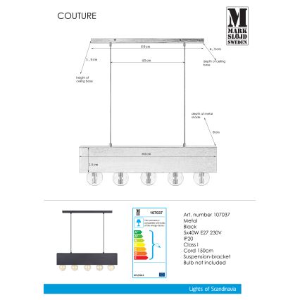 Markslöjd 107037 - Hängeleuchte COUTURE 5xE27/40W/230V schwarz