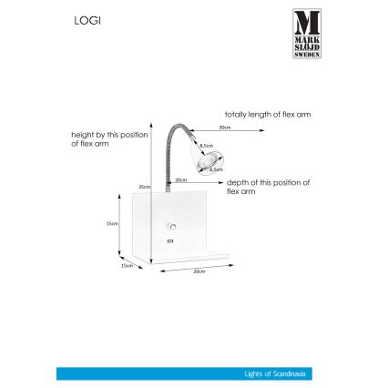 Markslöjd 107140 - Dimmbare Wandleuchte mit USB LOGI 1xGU10/7W/230V