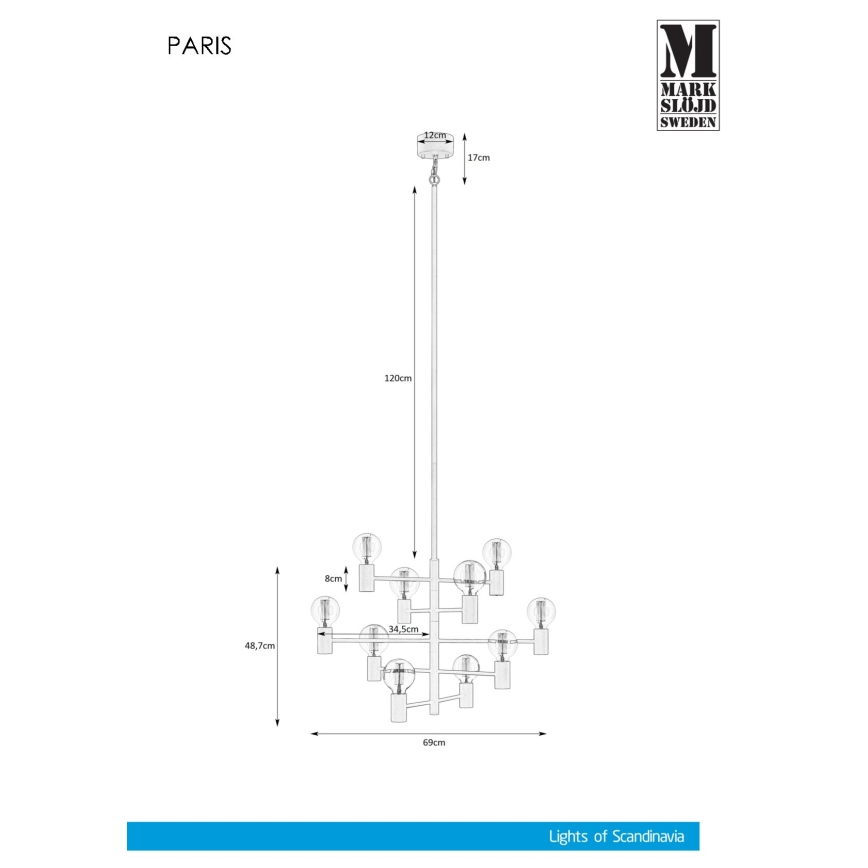 Markslöjd 107187 - Hängeleuchte PARIS 10xE27/60W/230V