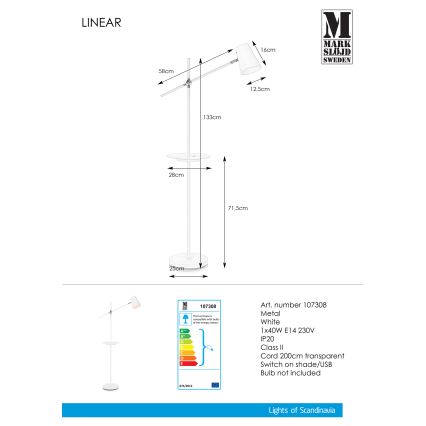 Markslöjd 107308 - Stehlampe mit USB LINEAR 1xE14/40W/230V