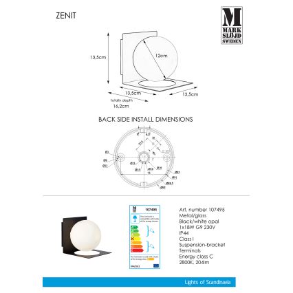 Markslöjd 107495 - Badezimmer Wandleuchte ZENIT 1xG9/18W/230V IP44