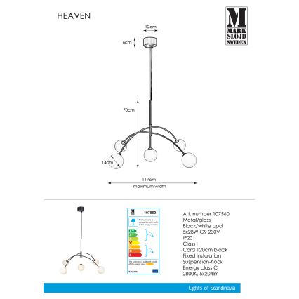 Markslöjd 107560 - Hängeleuchte HEAVEN 5xG9/28W/230V