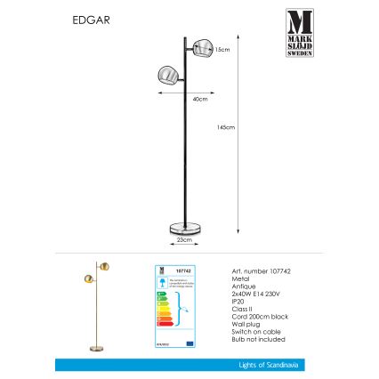Markslöjd 107742 - Stehlampe EDGAR 2xE14/40W/230V
