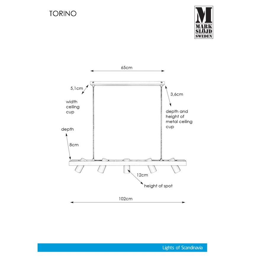 Markslöjd 107783 - Hängeleuchte TORINO 5xGU10/7W/230V