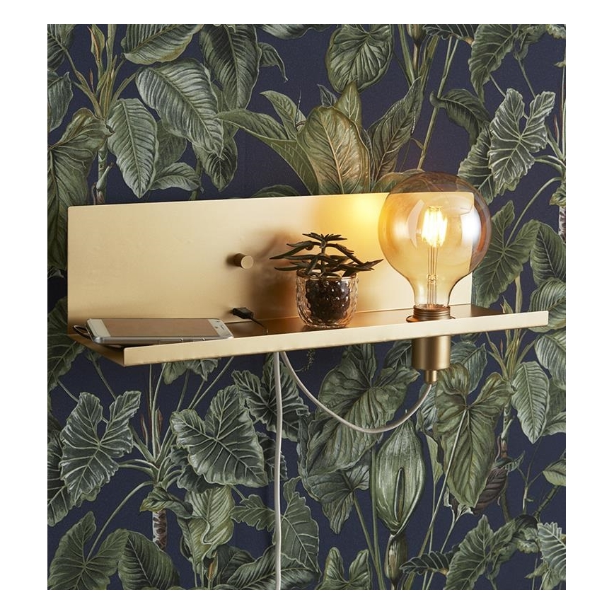 Markslöjd 107791 - Dimmbare Wandleuchte mit USB Steckdose MULTI 1xE27/60W/230V