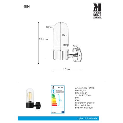 Markslöjd 107800 - Badezimmer-Wandleuchte ZEN 1xE27/15W/230V IP44