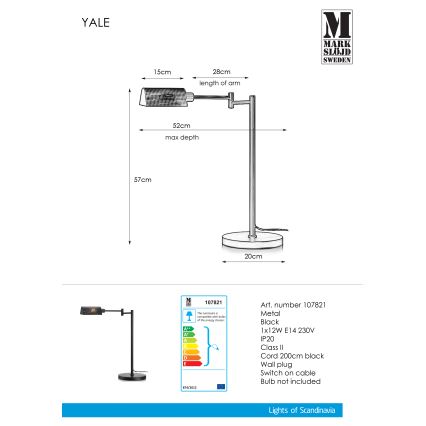 Markslöjd 107821 - Tischlampe YALE 1xE14/12W/230V