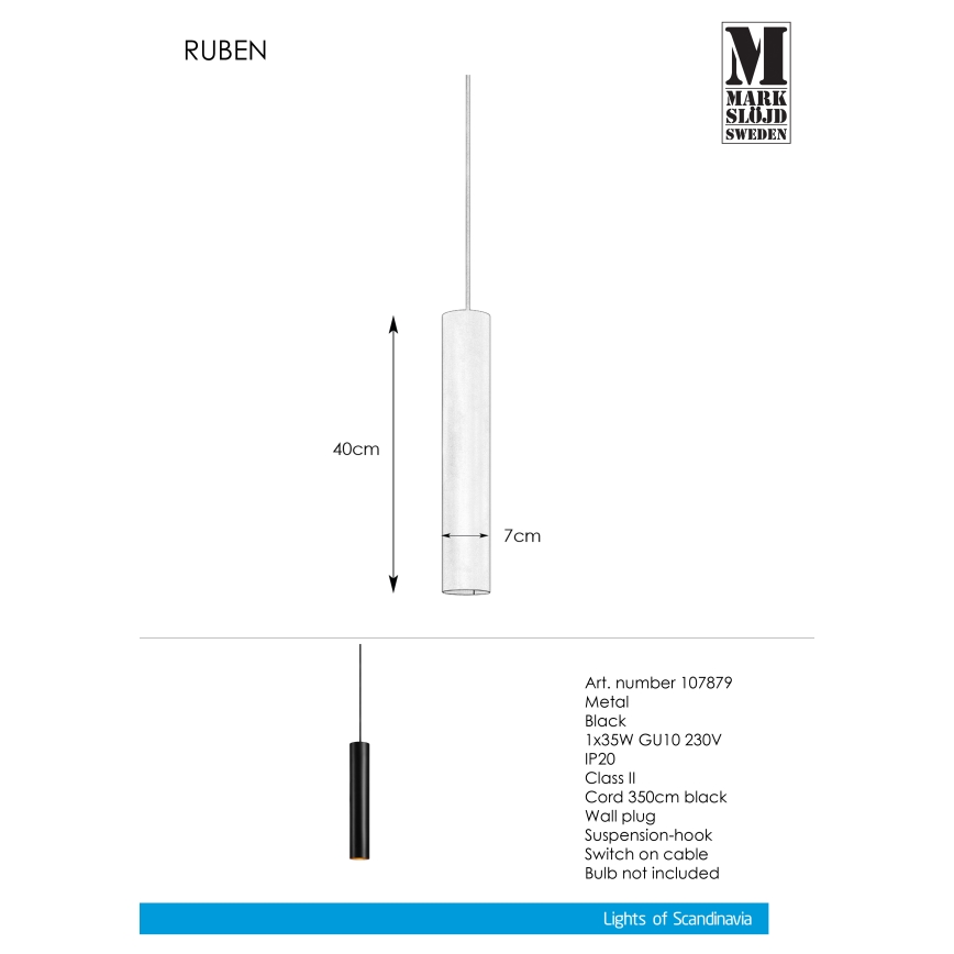 Markslöjd 107879 - Hängeleuchte RUBEN 1xGU10/35W/230V