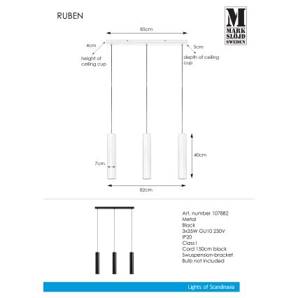 Markslöjd 107882 - Hängeleuchte RUBEN 3xGU10/35W/230V