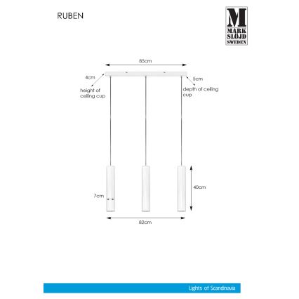 Markslöjd 107883 - Kronleuchter an einer Litze RUBEN 3xGU10/35W/230V