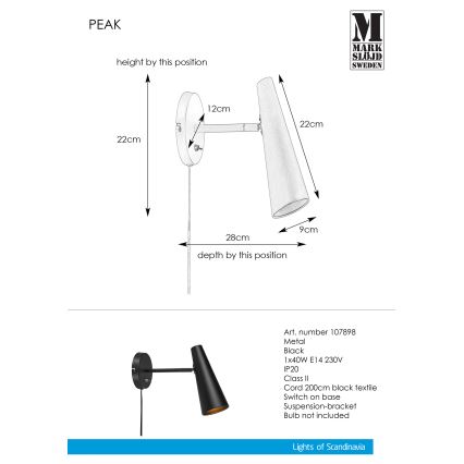 Markslöjd 107898 - Wandlampe PEAK 1xE14/40W/230V