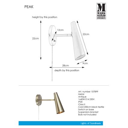 Markslöjd 107899 - Wandlampe PEAK 1xE14/40W/230V