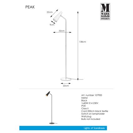 Markslöjd 107900 - Stehlampe PEAK 1xE14/40W/230V