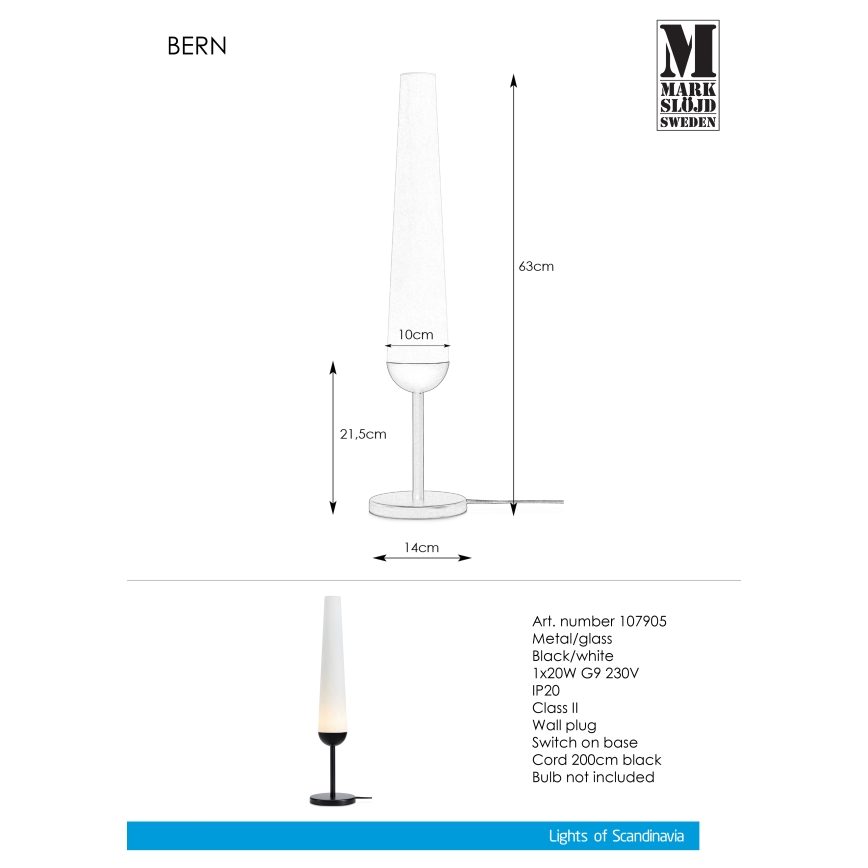Markslöjd 107905 - Stehlampe BERN 1xG9/20W/230V