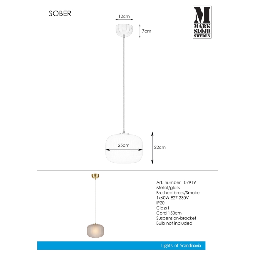 Markslöjd 107919 - Hängeleuchte SOBER 1xE27/20W/230V