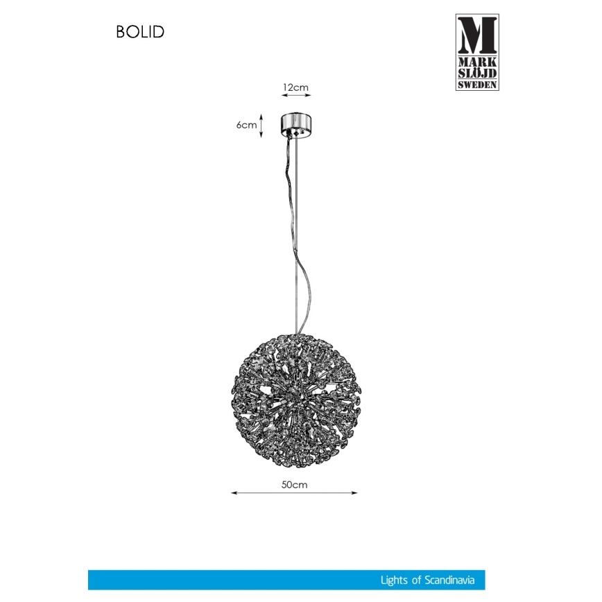 Markslöjd 108101 - Kristallkronleuchter an Schnur BOLID 9xG9/20W/230V