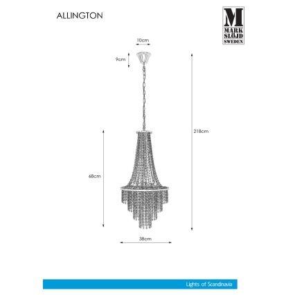 Markslöjd 108125 - Kristallkronleuchter an Schnur ALLINGTON 3xE14/25W/230V