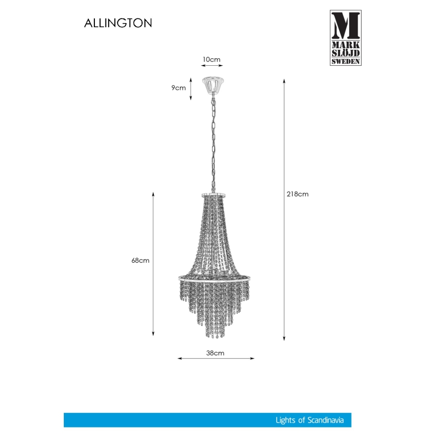 Markslöjd 108125 - Kristallkronleuchter an Schnur ALLINGTON 3xE14/25W/230V