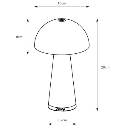 Markslöjd 108655 - LED dimmbare wiederaufladbare Tischlampe FUNGI LED/1,5W/5V 2000 mAh IP44 schwarz