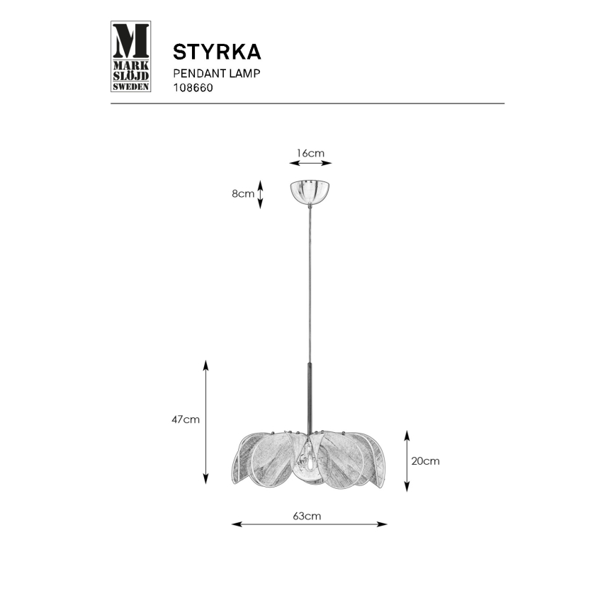 Markslöjd 108660 - Hängeleuchte an Schnur STYRKA 1xE27/40W/230V d 63 cm schwarz