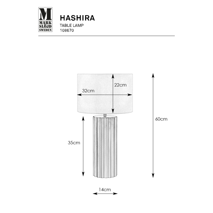 Markslöjd 108670 - Tischleuchte HASHIRA 1xE27/40W/230V weiß/schwarz