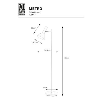 Markslöjd 108687 - Stehleuchte METRO 1xE27/40W/230V weiß