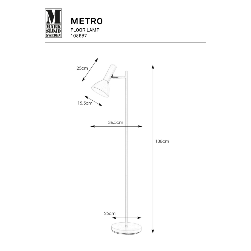 Markslöjd 108687 - Stehleuchte METRO 1xE27/40W/230V weiß