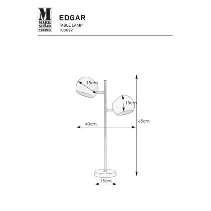 Markslöjd 108692 - Tischleuchte EDGAR 2xE14/40W/230V golden