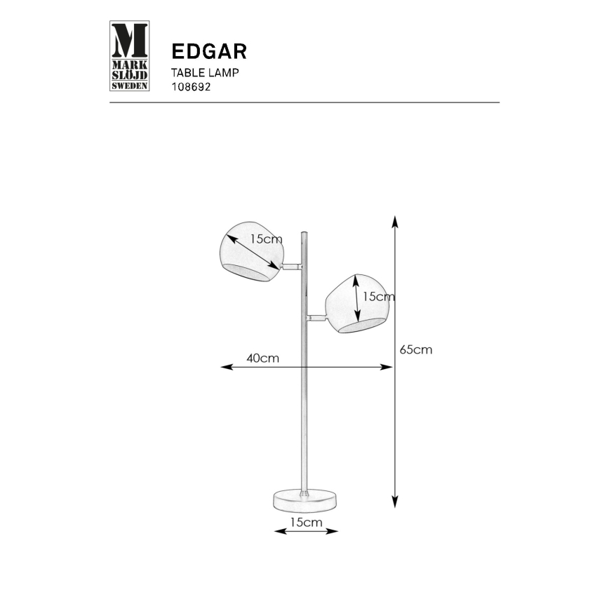 Markslöjd 108692 - Tischleuchte EDGAR 2xE14/40W/230V golden