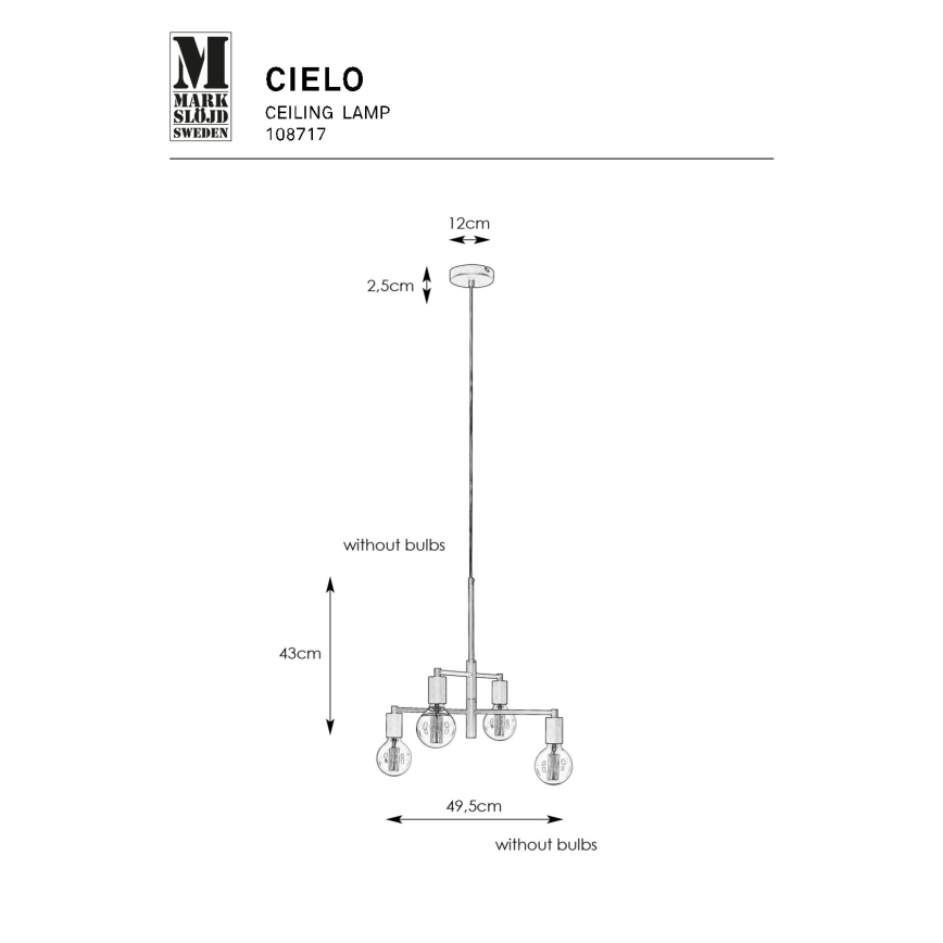 Markslöjd 108717 - Hängeleuchte an Schnur CIELO 6xE27/40W/230V schwarz