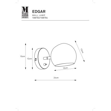 Markslöjd 108754 - Wandleuchte EDGAR 1xE14/40W/230V golden