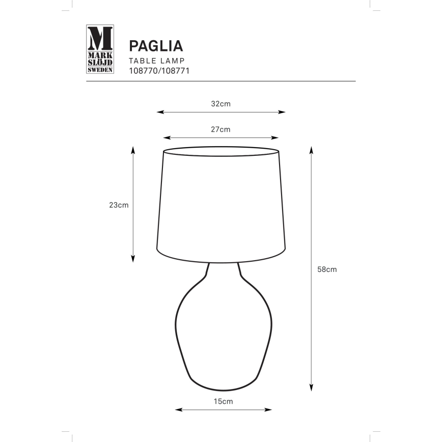 Markslöjd 108771 - Tischleuchte PAGLIA 1xE27/40W/230V weiß/Rattan