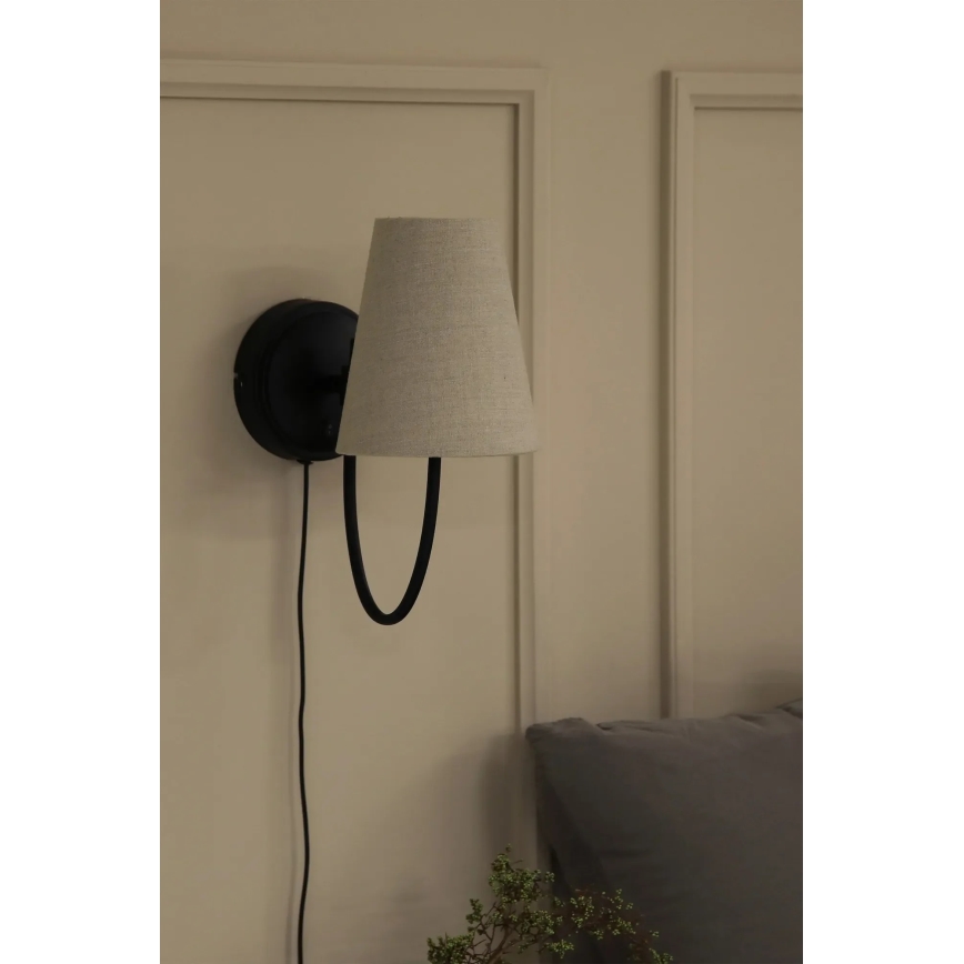 Markslöjd 108907 - Wandleuchte AMAR 1xE14/40W/230V Leinen/Schwarz