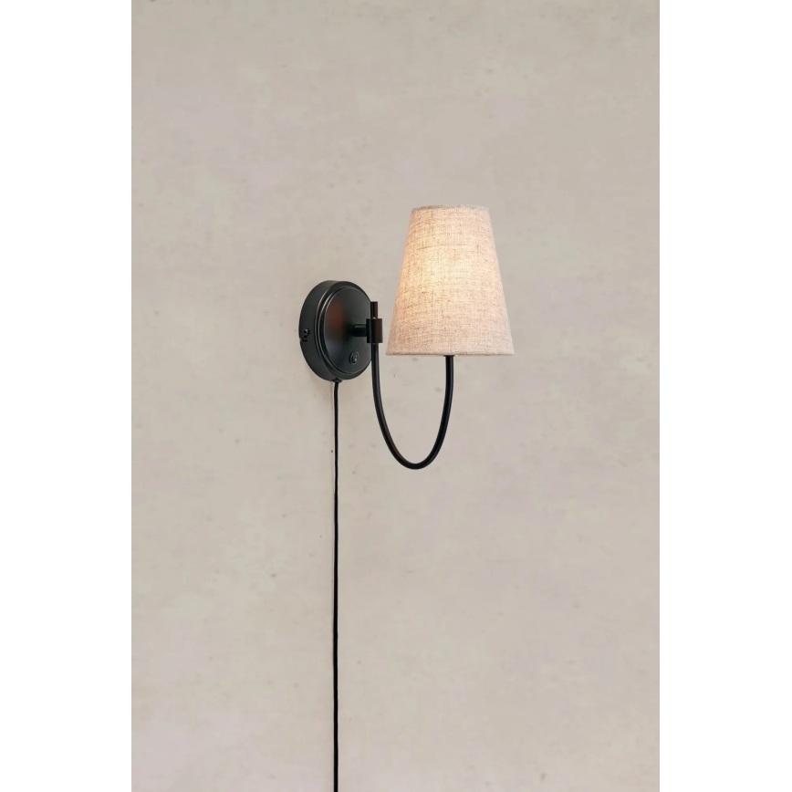 Markslöjd 108907 - Wandleuchte AMAR 1xE14/40W/230V Leinen/Schwarz