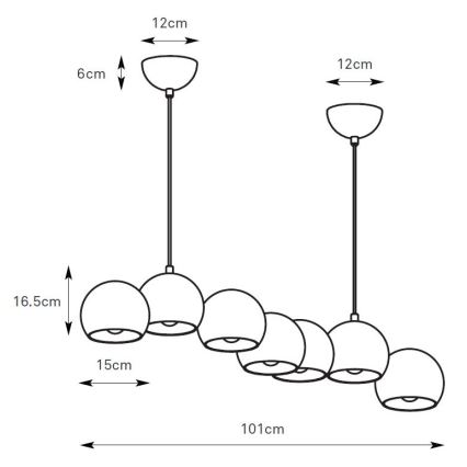 Markslöjd 108914 - Kabel-Pendelleuchte CUPOLO 7xE14/40W/230V grau