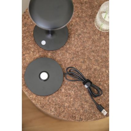Markslöjd 108918 - Dimmbare, aufladbare LED-Outdoor-Tischleuchte PETIT LED/2W/1800 mAh 2200/2700/3000K IP44 schwarz