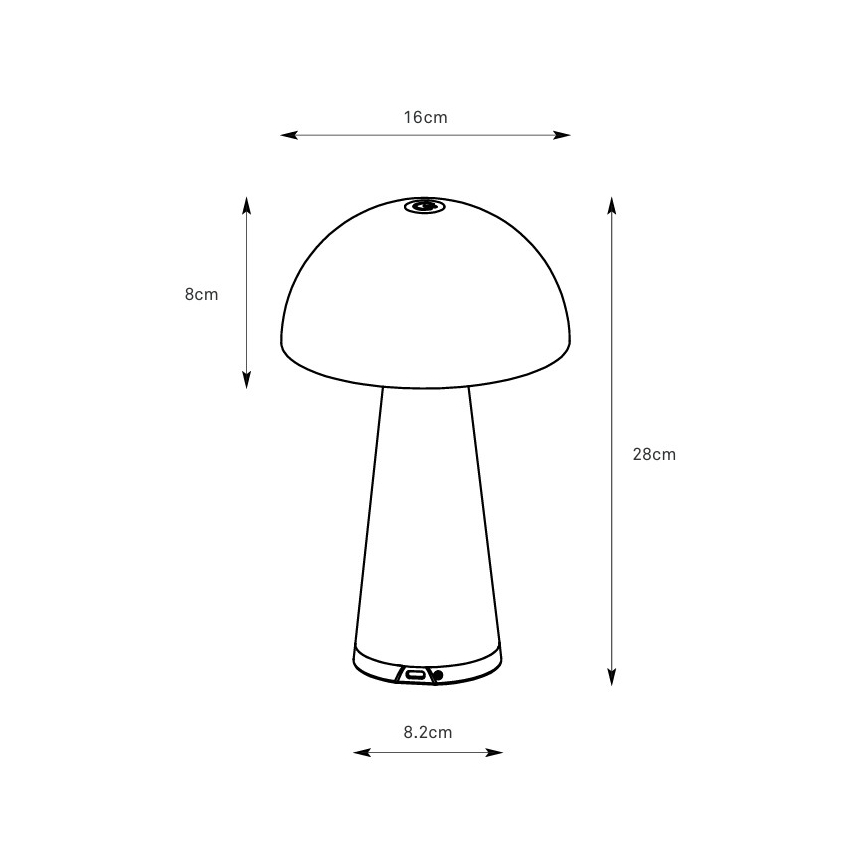 Markslöjd 108950 - LED dimmbare wiederaufladbare Tischleuchte FUNGI LED/1,5W/5V 2000 mAh IP44 grau