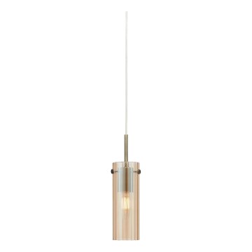 Markslöjd 109015 - Pendelleuchte TIBIA mit Kabel 1xE14/40W/230V rauchbeige/Messing