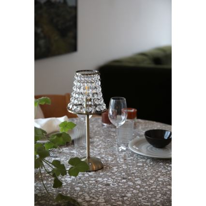 Markslöjd 109125 - LED-dimmbare, wiederaufladbare Touch-Tischlampe LIORA 1xE14/2W/2000 mAh Messing