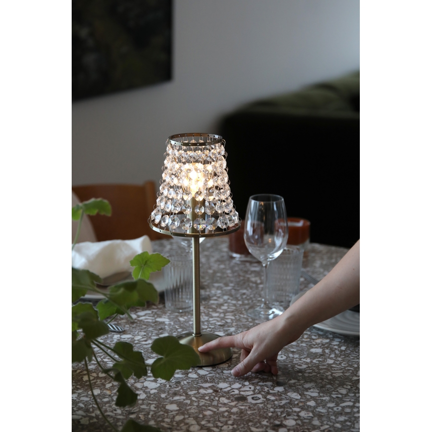 Markslöjd 109125 - LED-dimmbare, wiederaufladbare Touch-Tischlampe LIORA 1xE14/2W/2000 mAh Messing