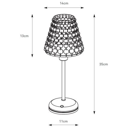 Markslöjd 109125 - LED-dimmbare, wiederaufladbare Touch-Tischlampe LIORA 1xE14/2W/2000 mAh Messing